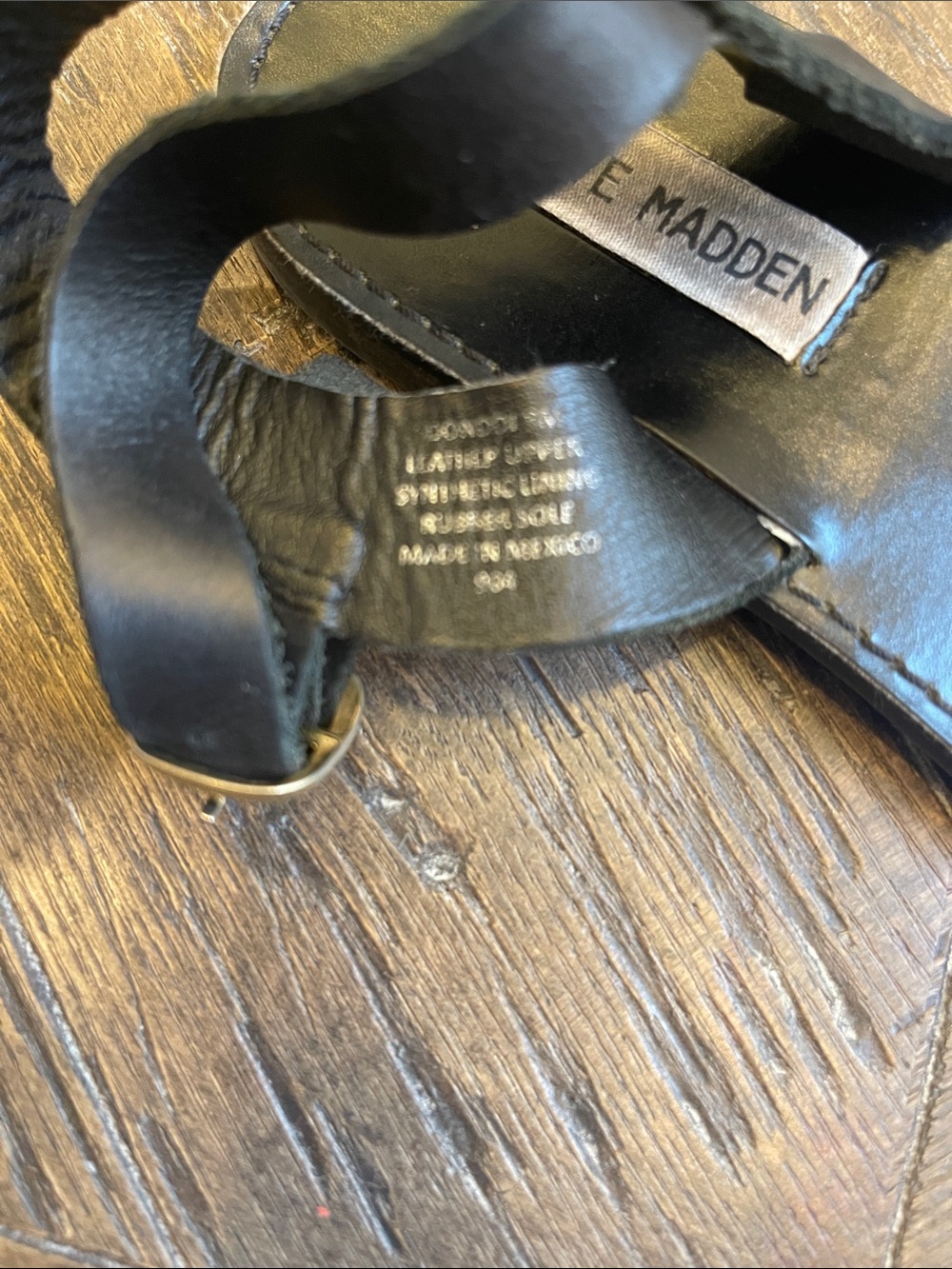 Steve Madden Black Leather Ankle Strap Sandals - Picture 7 of 7